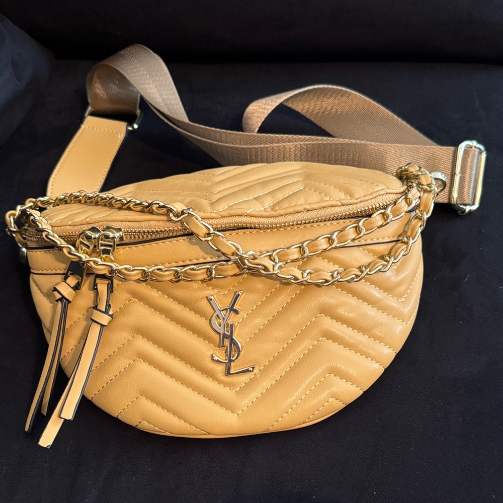 Beige Quilted Crossbody Bag